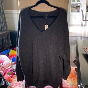 Grey v-neck express sweater